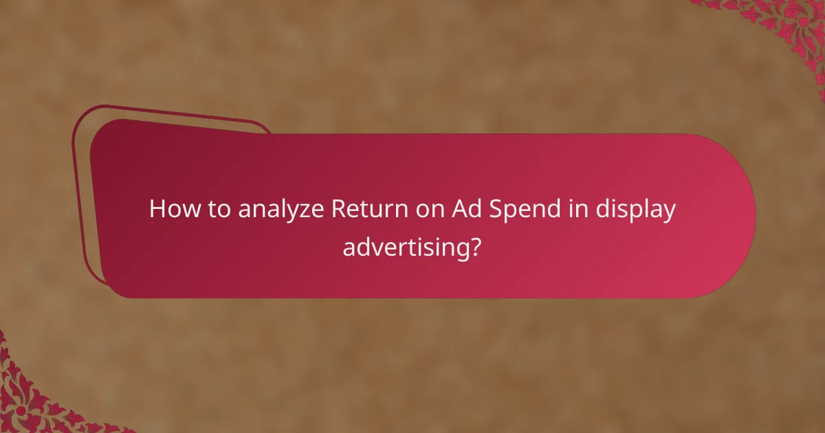 How to analyze Return on Ad Spend in display advertising?