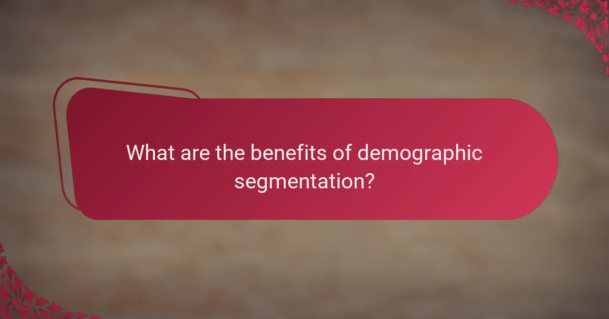 What are the benefits of demographic segmentation?