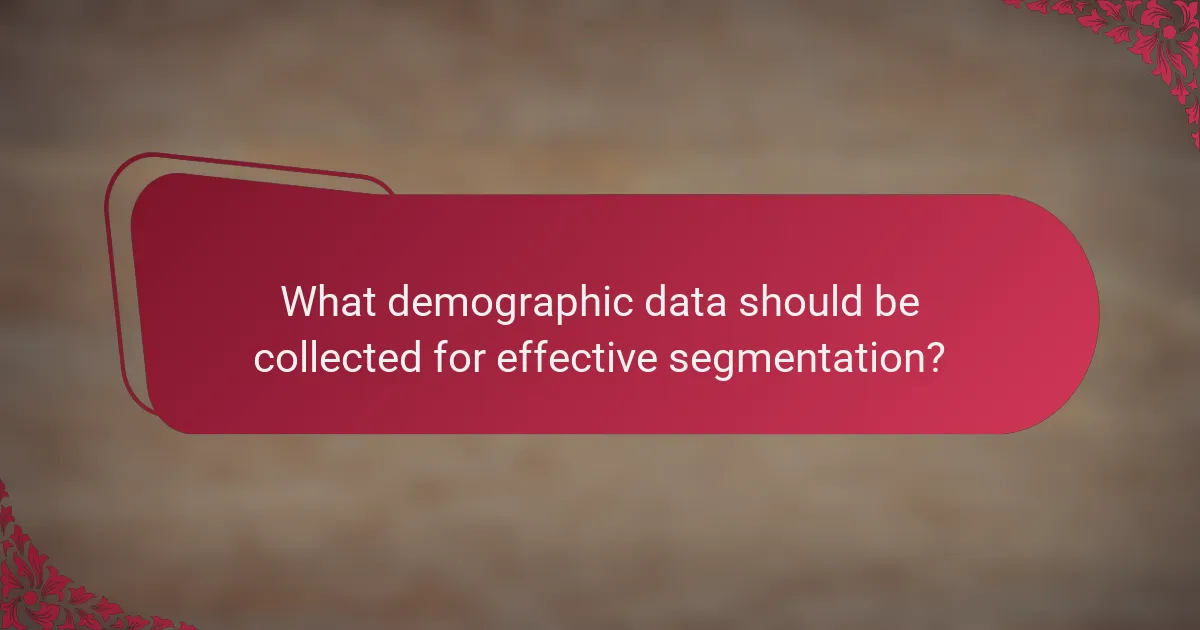 What demographic data should be collected for effective segmentation?